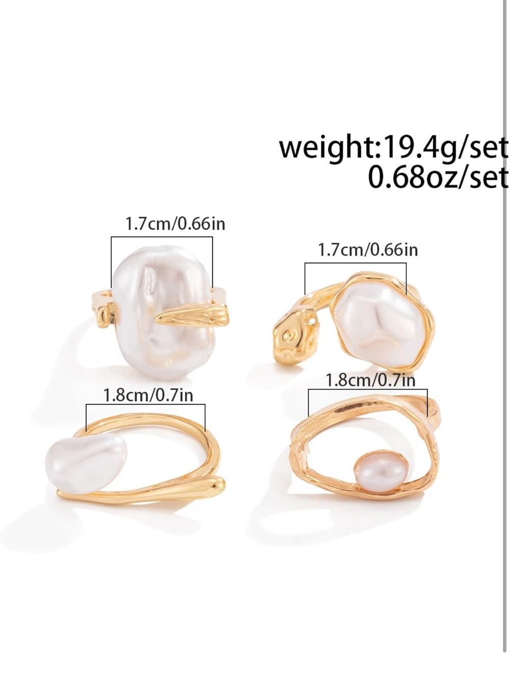 Anthropologie Gold Rings with White Pearl Accents - Picture 3 of 5